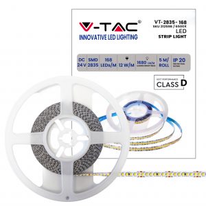 Striscia LED molto luminosa colore bianco freddo, V-Tac SMD2835, 12 W/m, 168 led metro, 24 V – SKU 212598