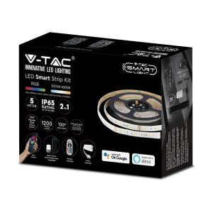 V-TAC Kit per Strip LED IP65 SMD5050 15W/m 90 LED/m RGB+3IN1 5metri Compatibile con Alexa e Google Home (include telecomando e alimentatore)